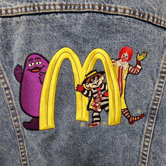 Vintage Lee Denim McDonalds Jean Jacket Mens Medium Blue Embroidered Cotton RARE - Picture 9 of 14